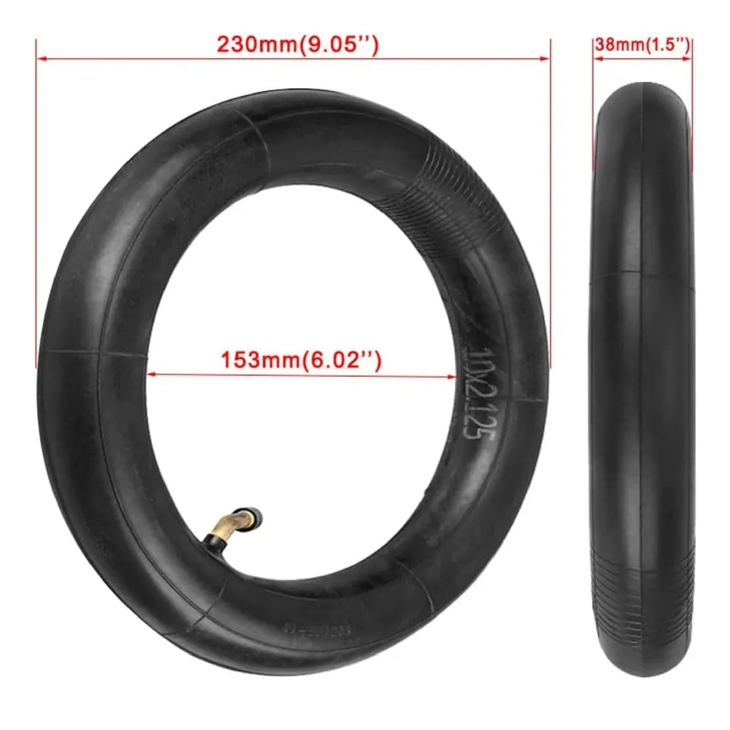 Camara 10 X 2.125 Rueda Neumatico Scooter Valvula Curva 45º