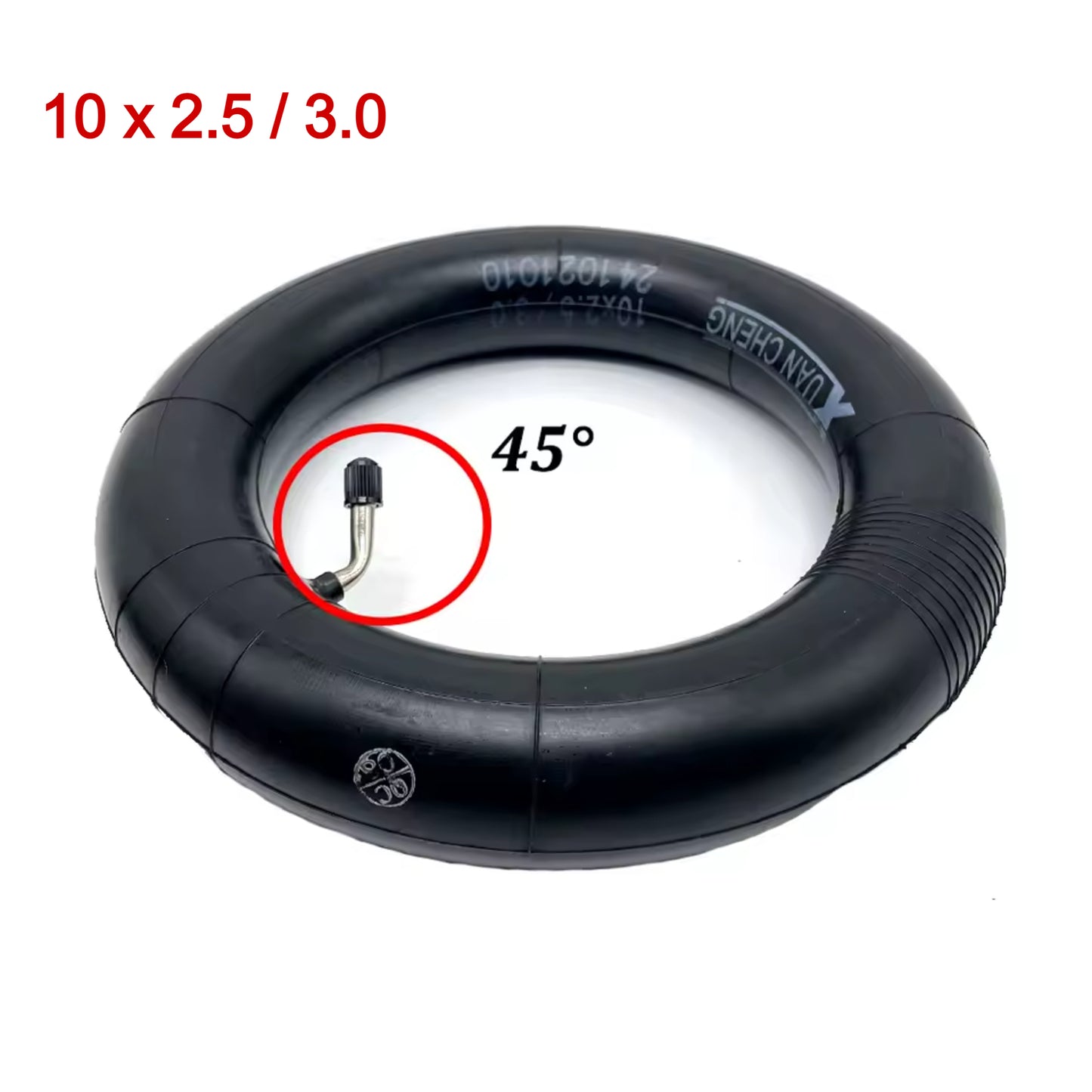 Camara 10 x 2.5-3.0 Rueda Neumatico Scooter Valvula Curva 45º